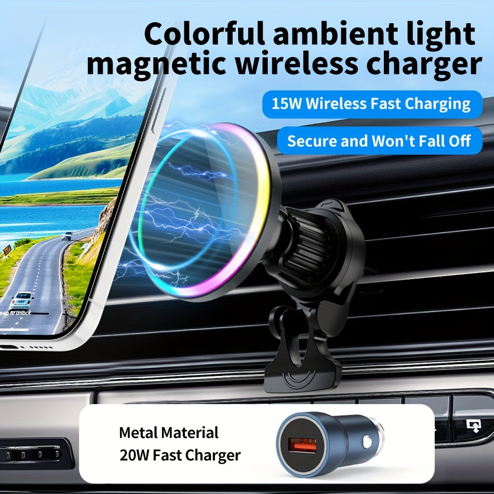 for Car Stand Charger, 15W Magnetic Wireless Car Charger Phone Holder, Vent Dashboard Universal Car Wireless Charger Holder for iPhone 15/14/13/12 Series, Christmas, Holidays, New Year Gifts