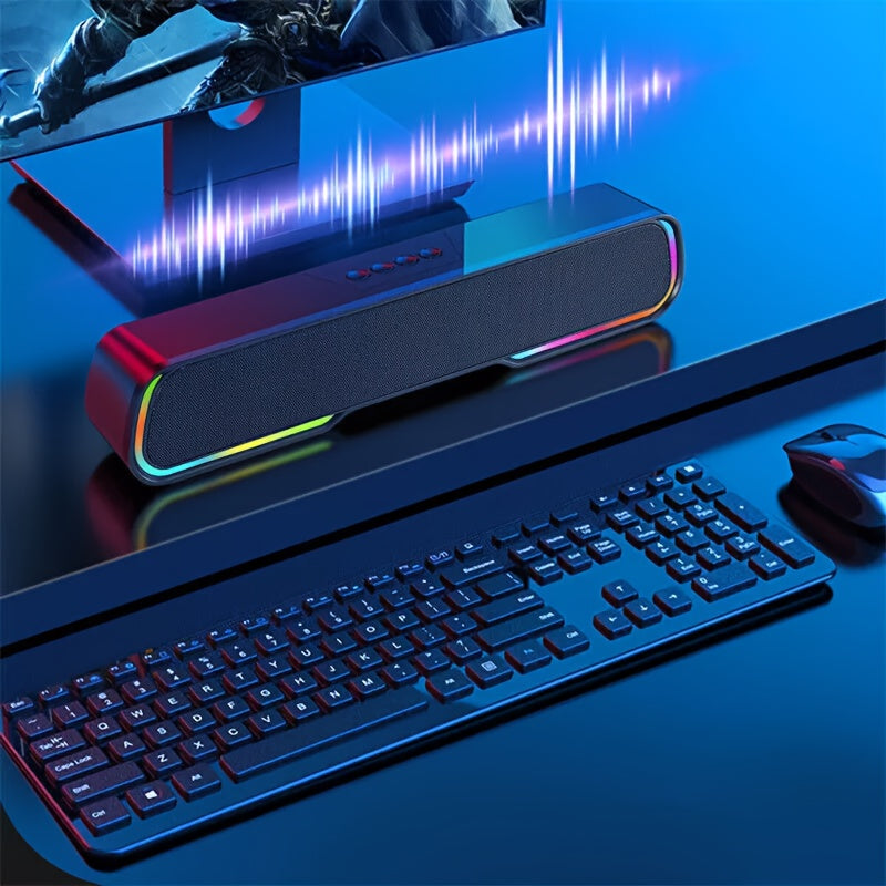 Soundbar Speaker with Subwoofer for Music Playback, HiFi Stereo Speaker, Home TV Surround Sound, Surround System for Home Theater, TF/AUX/U Disk/TWS, Perfect for Gaming And Home Theater Setup, PC, Laptop, Smartphone, Tablet, Gaming Console, High