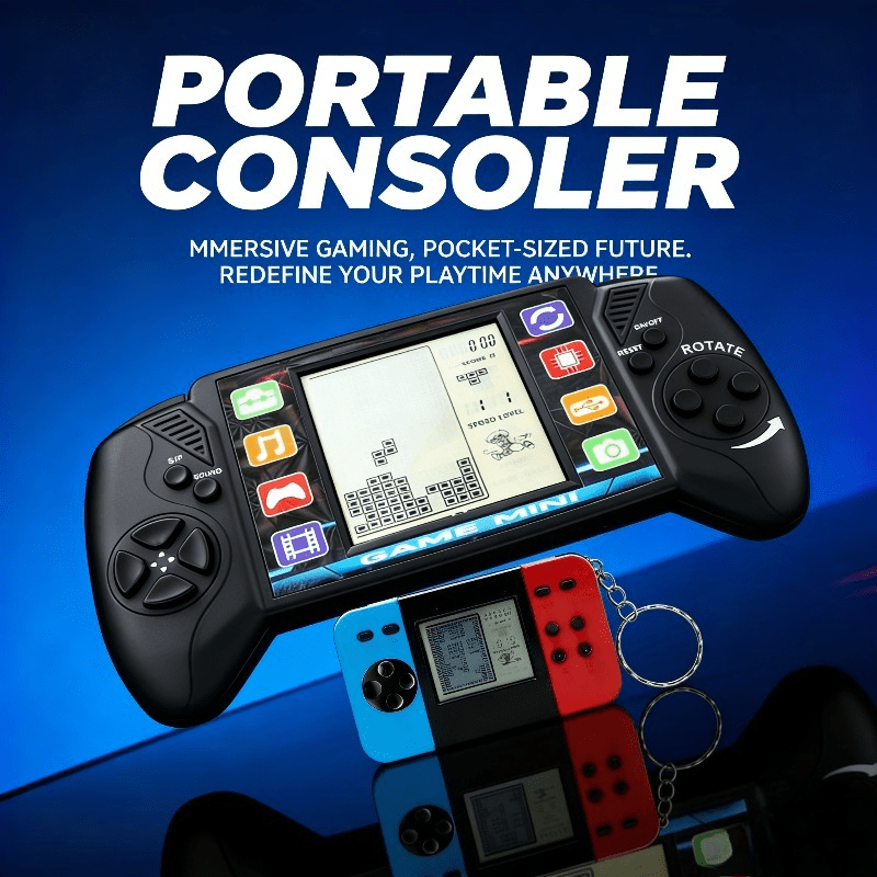 Buy One Get One Free, a Total of 2pcs Game Consoles, One 3.5-inch Enlarged Screen Retro Game Console and One Mini Arcade Game Console with Keychain, for Fun Anytime, Anywhere, Perfect Party Gifts, Easter Gifts, Christmas Gifts