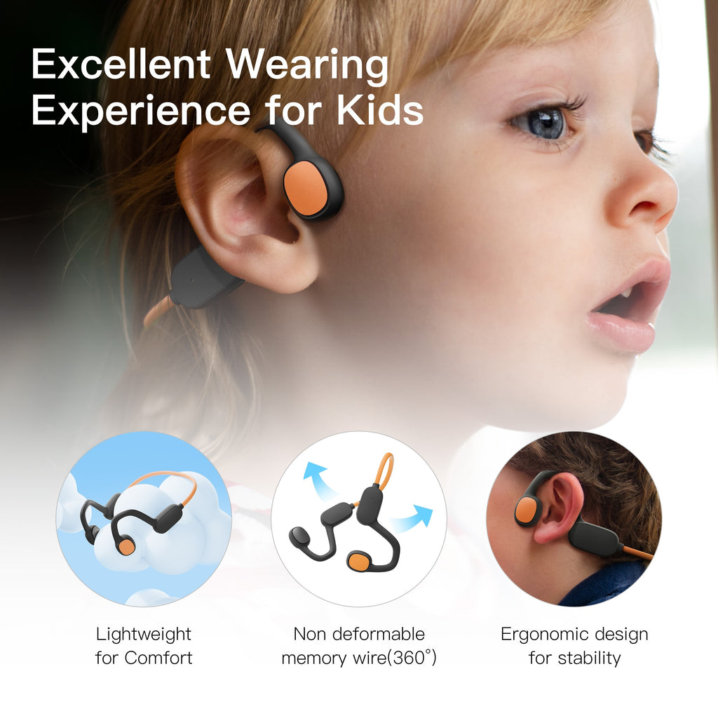 Kids Headphones, Air Conduction Open Ear Headphones, Stereo Sound with Mic, 20H Playtime, Perfect for School And Outdoor Activities