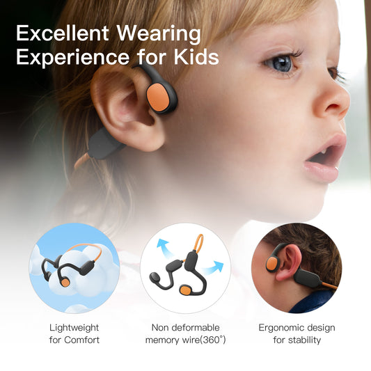 Kids Headphones, Air Conduction Open Ear Headphones, Stereo Sound with Mic, 20H Playtime, Perfect for School And Outdoor Activities