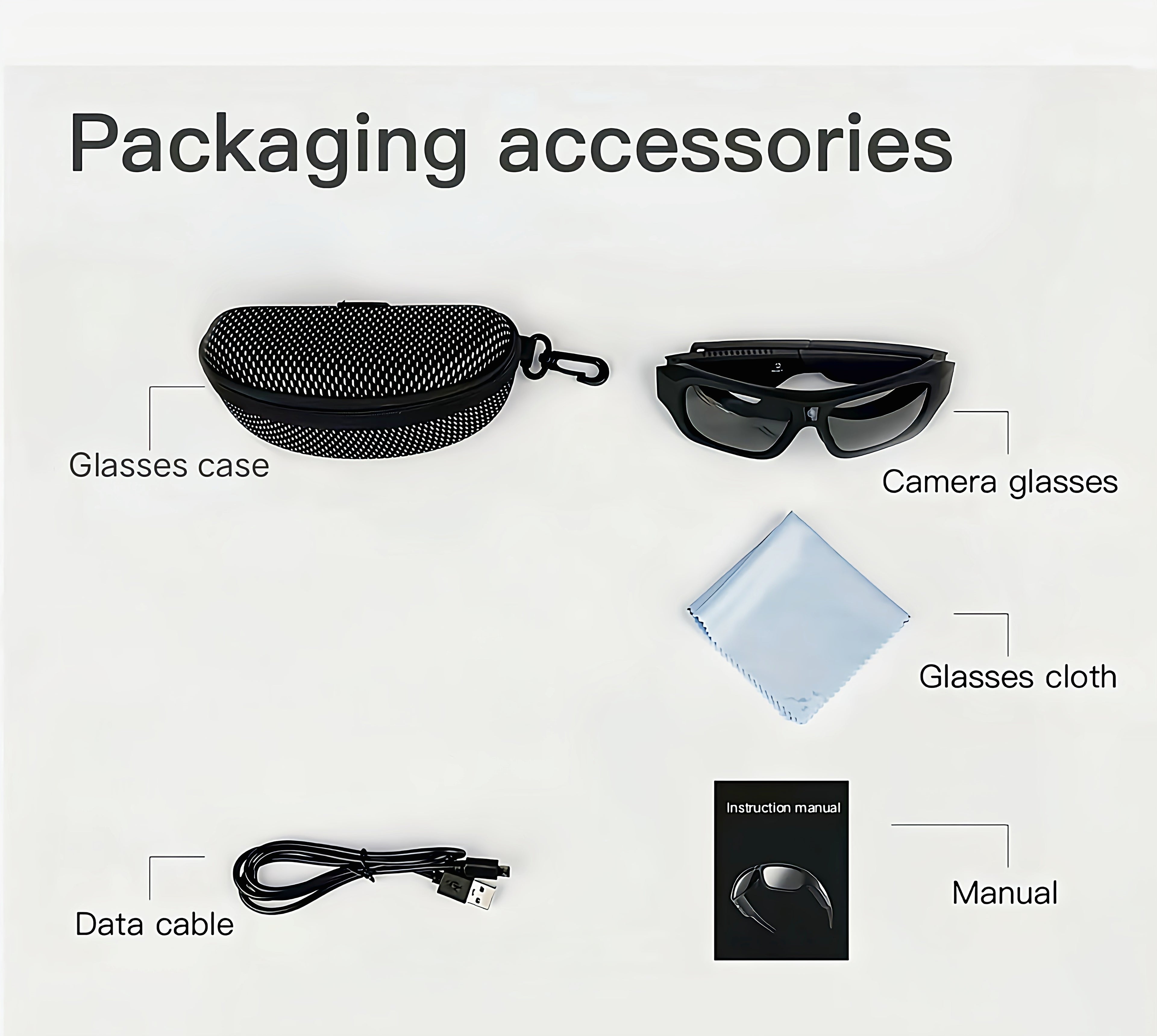 4K HD Camera Glasses, Video Smart Glasses, Body Camera, UHD Sports Camera, Running Recorder Camera, 2-Hour Video Recording Time, Bike Surveillance Video Recorder Action Cam Glasses, Minutes of The Meeting
