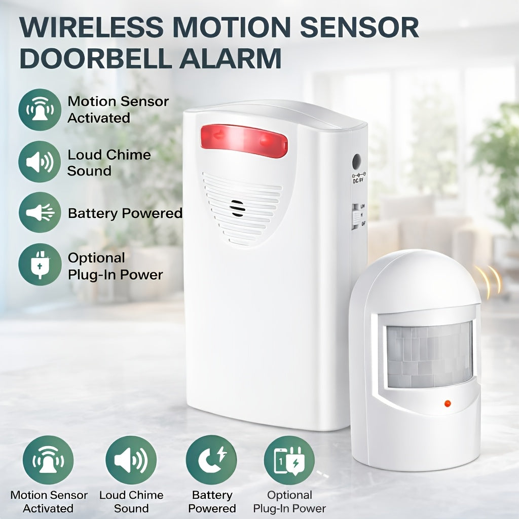 [Wireless Motion Sensor Alarm] Driveway Alarm Wireless Outside Motion Sensor Alarm with Receiver Infrared Sensor, Indoor Home Security Business Alert System Detector