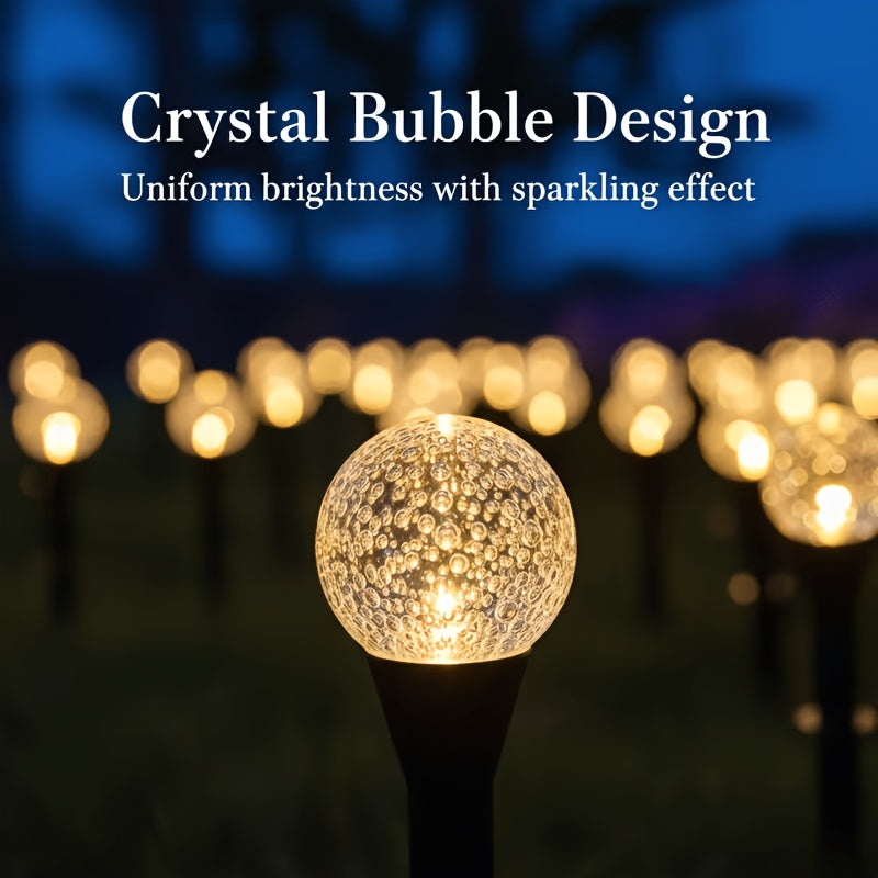 [Holiday Gifts] 30pcs Solar Outdoor Ground Plug Lights, Crystal Bubble Ball Lights, Smart LED Lights, Yard Lights, Garden Lights, Summer Camping Lights, Fairy String Lights, Dustproof &, 8 Lighting Modes, for Birthday Parties, Holiday Gifts, Independence