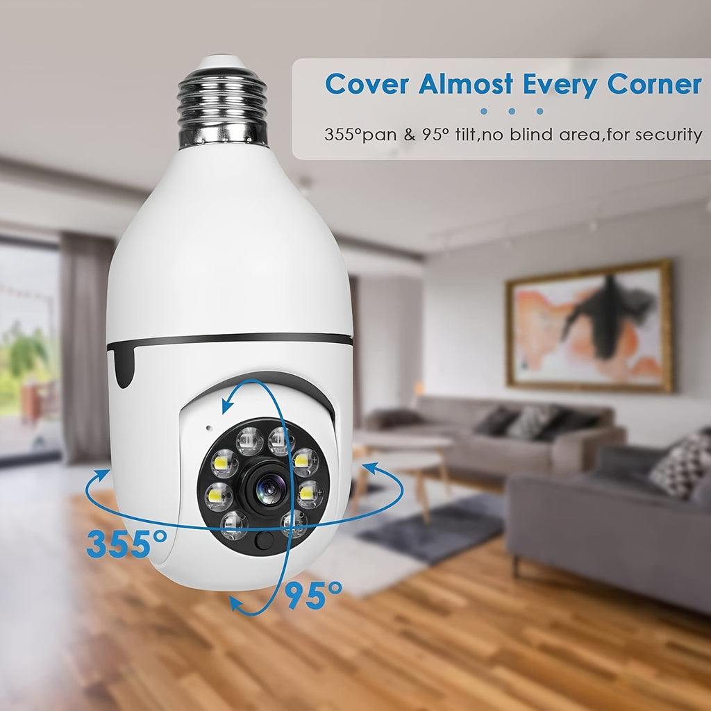 2pcs 4MP Light Bulb Security Cameras, IP54 Protection Rating, Full-Color Night Vision, Motion Detection, Two-Way Audio, E27 Thread WiFi Camera, Wide-Angle Lens, Real-Time Video Streaming And Remote Monitoring,