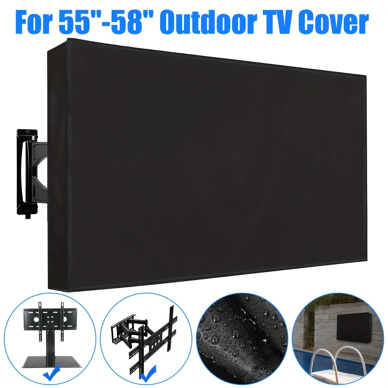 Outdoor TV Cover, Television Protective Cover, Patio Furniture Cover,  TV Dustproof Cover Fits 55-58"