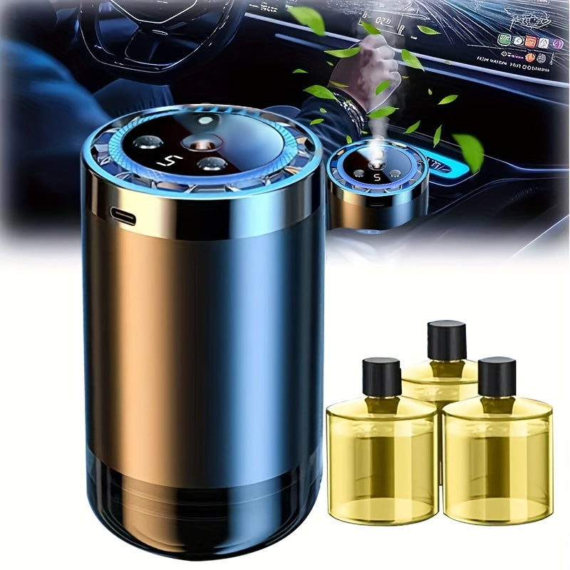 Smart Car Aromatherapy Device - Comes with Three 1.69-Ounce Bottles of Ocean-Scented Essential Oil, Adjustable Scent Strength, Eliminates Car Odors, Provides Long-Lasting Freshness, Stylish Car Accessory, Ideal Gift for Car Enthusiasts