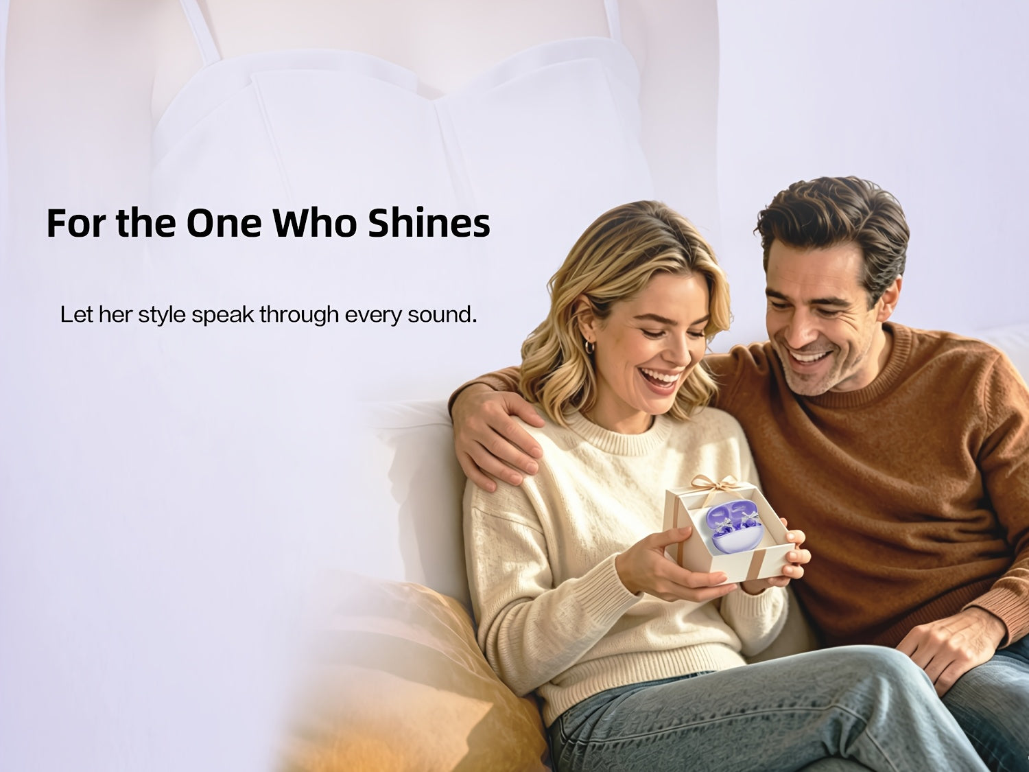 2025 New Wireless Earphones, Butterfly Earring Decoration, Microphone-Equipped Non-In-Ear Headphones, Gaming Couple Headphones, AI Translation Function, HD Calling Earphones, Compatible with Iphone And Android Phones, Christmas Gift