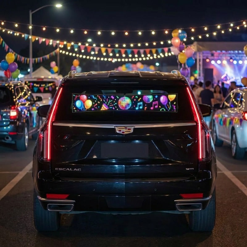 [Christmas New Year Birthday] LED Scrolling Party Sign with Car Charger, APP Programmable Animated Text Light Panel, USB Powered Smart LED Display Board with USB Adapter for Christmas, New Year, Birthday, Bar & Car Decorations