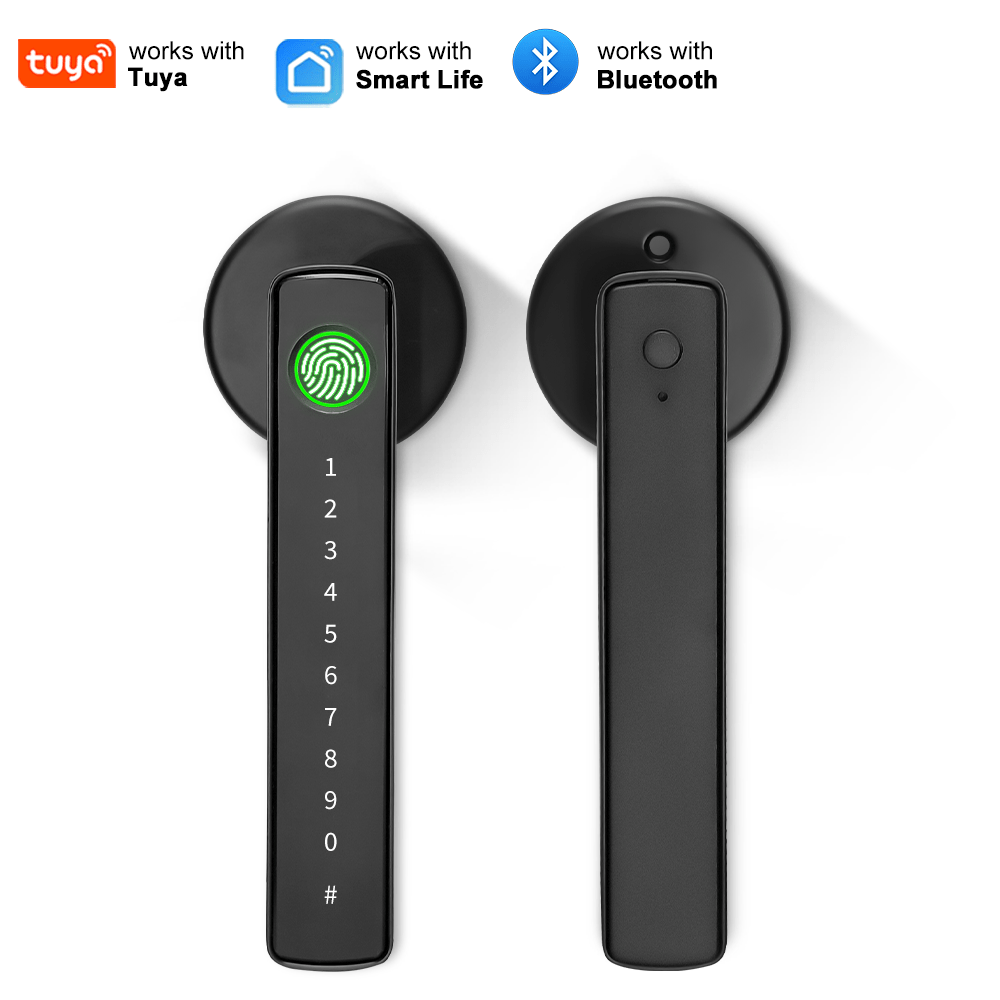 Graffiti Smart 4-in-1 Door Lock with Fingerprint/Password/Key/APP Unlock, Heavy-Duty Aluminum Alloy, Compatible for Left/Right Hand Doors, Compatible for Apartment & Hotel Doors, Door Handle Lock,