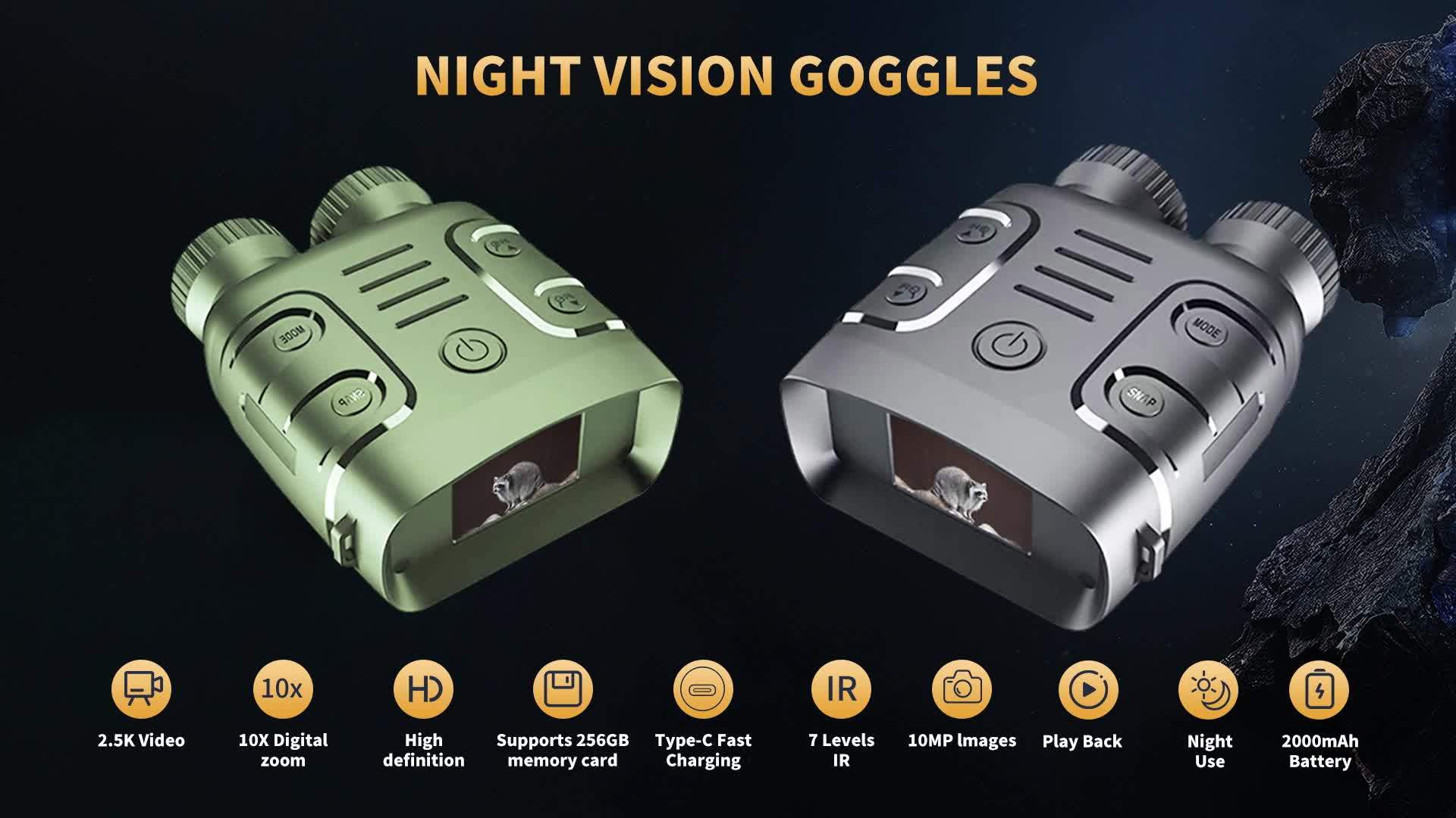 2026 HD2.5K Binocular Infrared Telescope Goggles 10X Zoom CMOS HD Night Vision Goggles Device Full-Black Visibility - Capture Stunning Photos & Videos Night Vision Scope Digital Zoom Ideal for Hunting, Boating & Outdoor Adventures Battery Powered HD