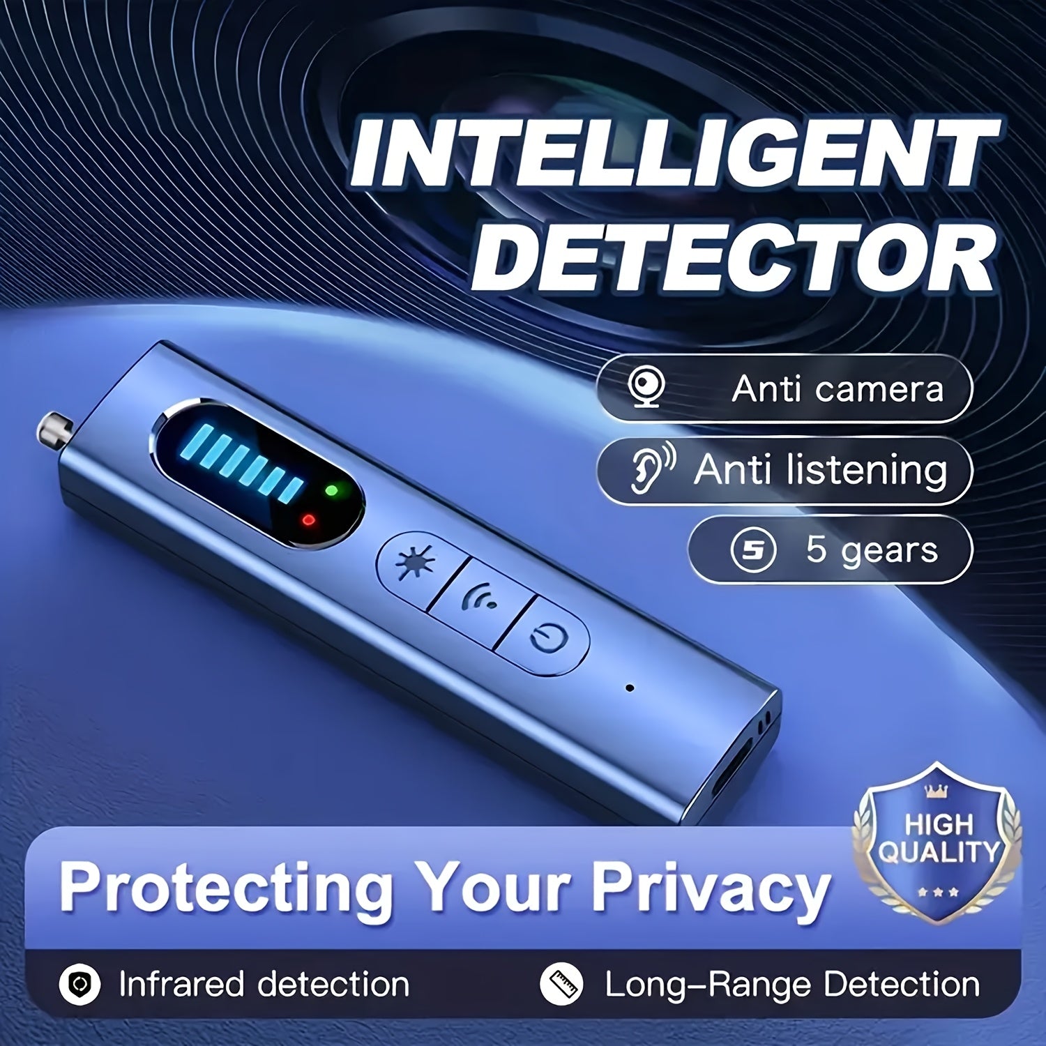 Portable Devices for Detecting Hidden Cameras And Anti-Spy RF Signals, Designed to Protect Your Privacy by Locating GPS Trackers And Wireless Eavesdropping Equipment in Various Settings Such As Cars, Homes, Hotels, Bathrooms, During Travel, And in Offices