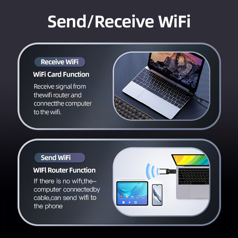 Wireless USB WiFi Adapter for PC - 1800Mbps Dual 5Dbi Antennas 5G/2.4G WiFi Adapter for Desktop PC Laptop Windows11/10/8/7, Wireless Adapter for Desktop Computer Network Adapters