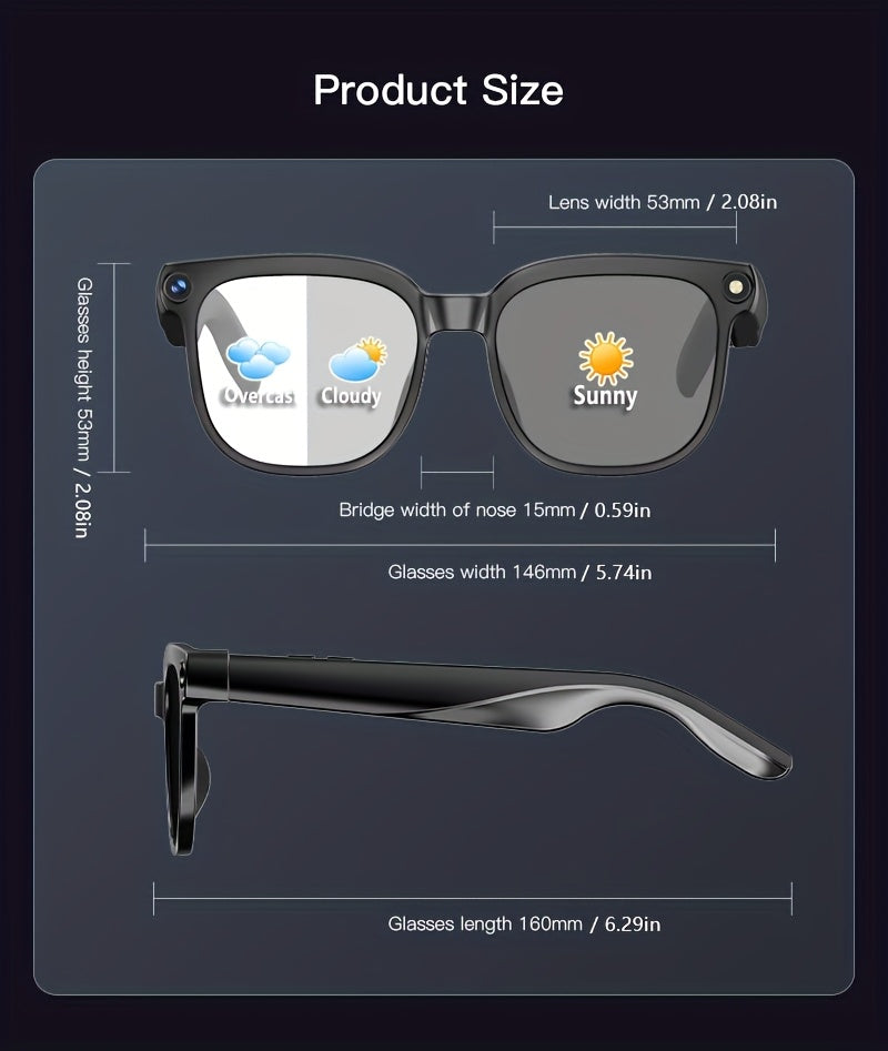 AI Video Glasses with Real-Time Translation (163 Languages) & 4K Recording - FPV Camera, 8MP Wide-Angle, 4GB Storage, Wireless, ic - Smart Glasses for translation Device, Action Camera for &, Travel/Driving