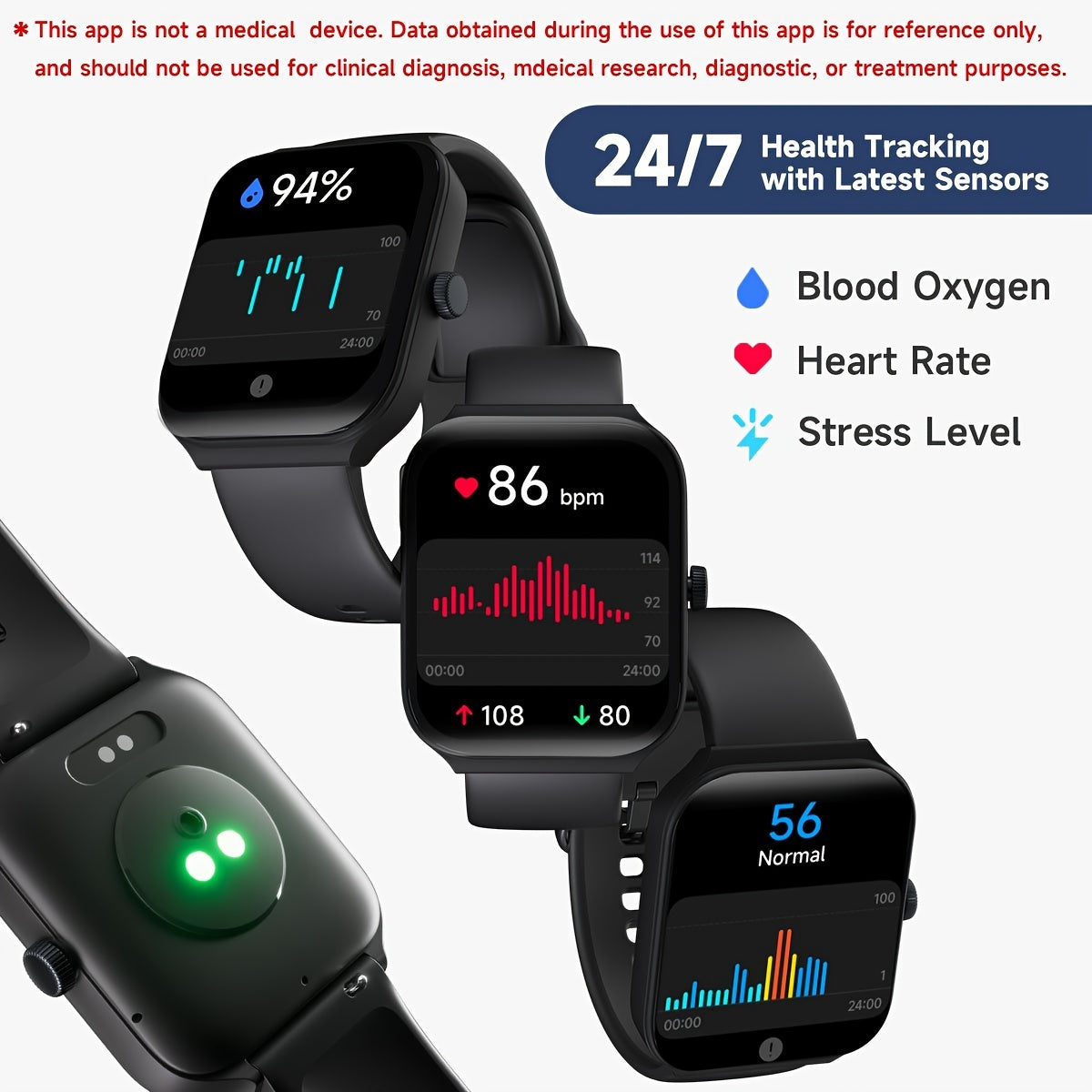Smartwatch - 1.95" Display, Call Answering, 100+ Sport Modes, Step Counter, Sleep Tracker, Wireless Connectivity, Compatible with Android & iPhone, USB Rechargeable, with Built-In Alexa - Ideal Gift, Health Monitoring Wristband, Casual Style Watch