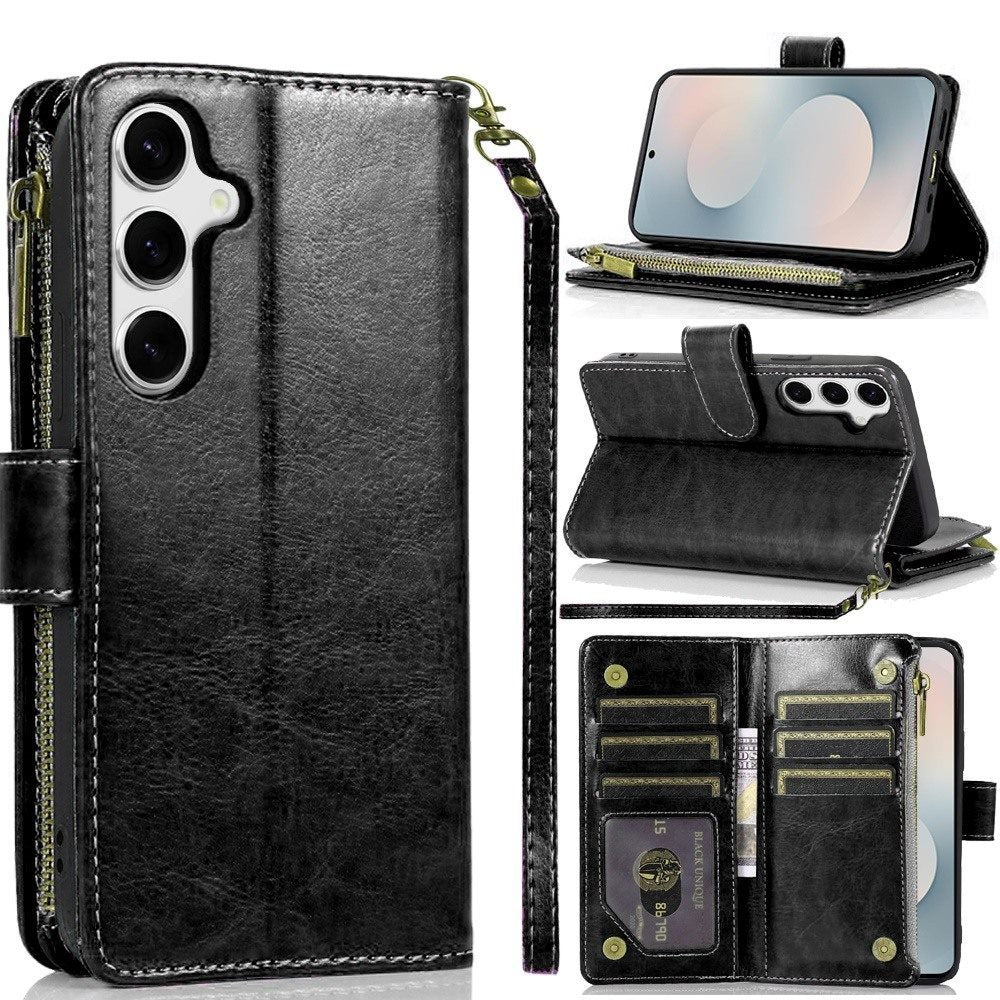For Samsung Galaxy S25 FE Phone Case, Luxury Wallet Card ID Zipper Money Holder Case Cover