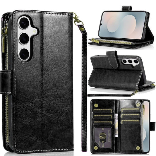 For Samsung Galaxy S25 FE Phone Case, Luxury Wallet Card ID Zipper Money Holder Case Cover