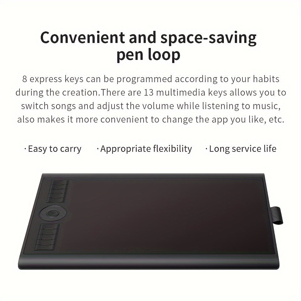 Drawing Tablet GAOMON M10K Professional Large Graphics Tablet with 8192 Levels Battery-Free Stylus, 10 Hot Keys for Digital Art, Design, Photo-Editing, Work with Mac, Windows PC 10x6.25 Inches