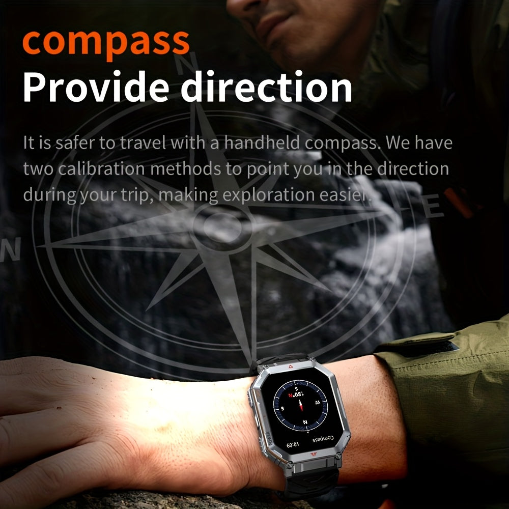 Outdoor Adventure Smartwatch, All-metal Body Design, Rugged And Durable, Built-in GPS For Accurate Positioning, IPX8 Waterproof, Altimeter And Barometer Compass, With LED Flashlight, Supports Making And Receiving Calls, Message Reminders