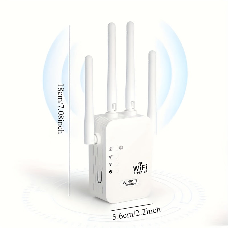 1300Mbps Dual-band Wifi Range Extender With Ethernet Port-powerful Four Antennas, Full House Coverage, Clear Wifi Dead Angle, AP/relay Mode, Very Suitable For Home And Office Use