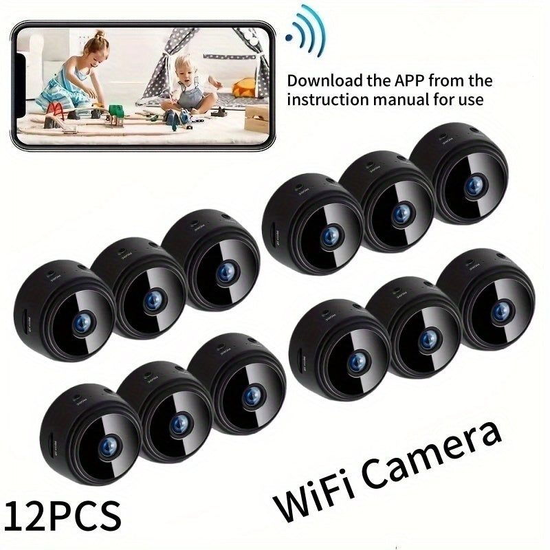 [1080P WiFi] 1/ 2/ 3/ 4/ 5/ 6/ 9/ 12pcs Wireless Remote Control Monitoring Camera, 1080P High-Definition, 2.4G/5G WiFi, Wide-Angle Monitoring, Remote Observation, With Battery (180MA), Used For Home Security WiFi Monitoring Camera