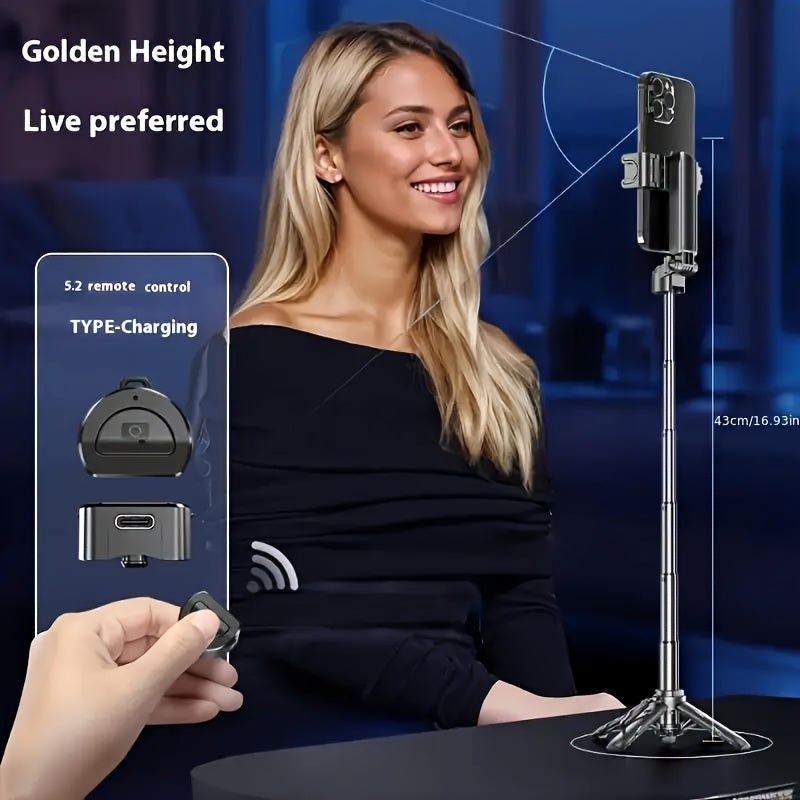16 Inch Extendable Selfie Stick Tripod, Equipped With Wireless Remote Control, 360 ° Rotating Bracket, One Click Release Lightweight ABS Design, Suitable For Various Smartphones, Perfect For Concerts, Travel, And Live Streaming, Mobile Selfie Stick