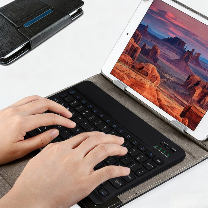 Universal 10.1 Inch Android Tablet Case with Keyboard, Removable Wireless Wireless Keyboard + PU Leather Folio Book Cover + Stand, Travel Portable Sleeve for Ios/Android/Windows System Tablet