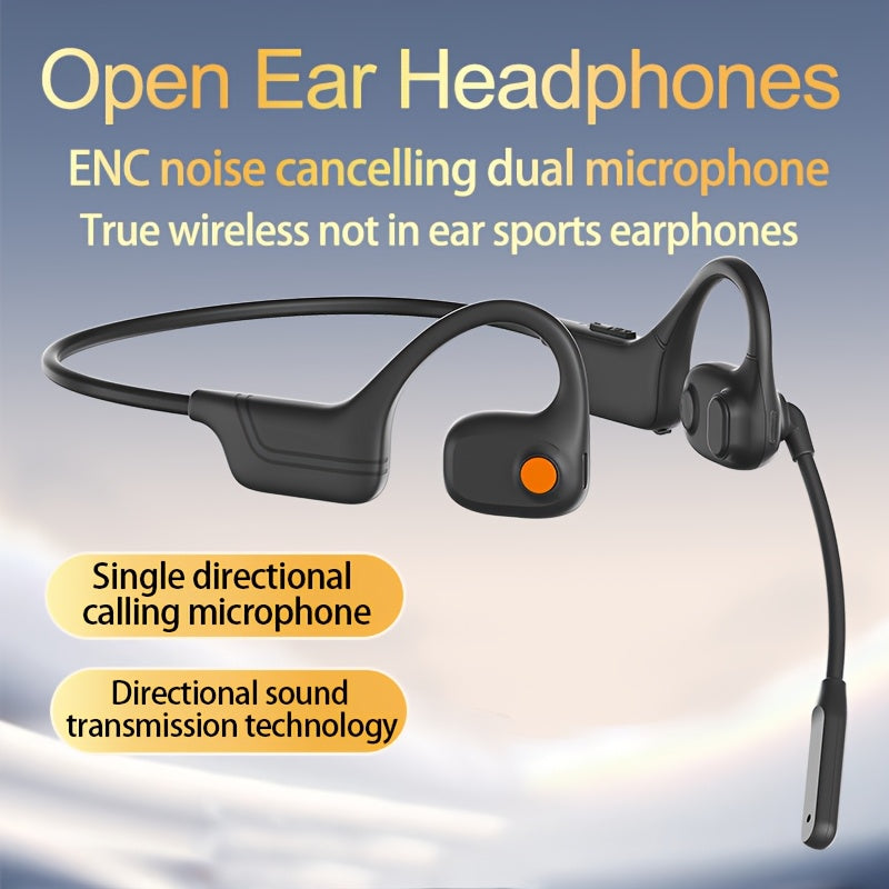 Open-air Conduction Earphones with Dual Microphones, Wireless Earphones with ENC Noise-canceling Microphones for Calls, Work, Driving, Online Meetings, Outdoor Cycling, 10-hour Playback Time, Business Earphones