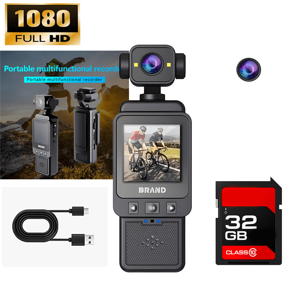 Compact 10180P Action Camera, Lightweight 150g VLOG Camera with 360-degree Rotating Lens, Wearable Pocket Camera for Vlogging and Action Photography, Compact Wearable Security Device, Rechargeable Camera