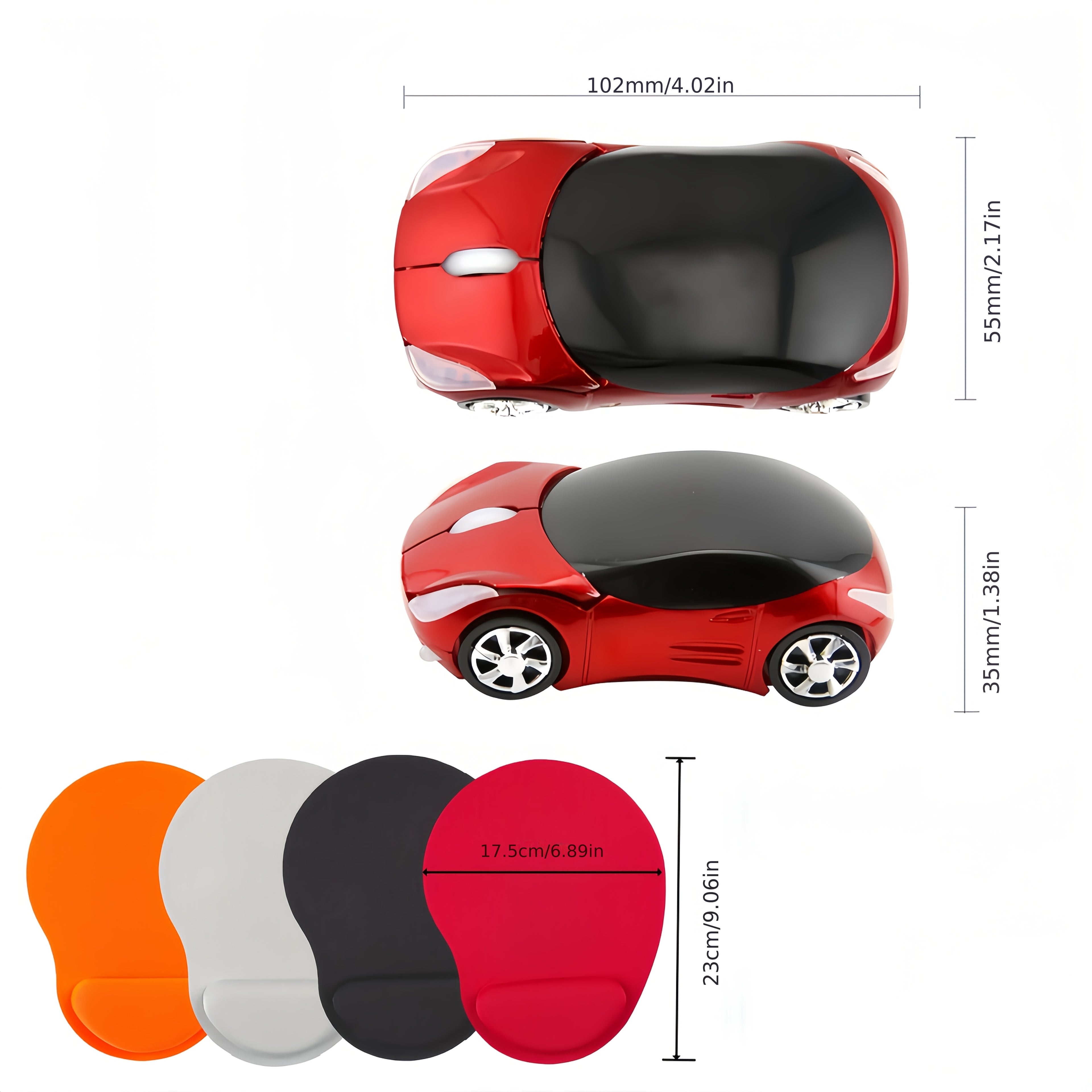 2pcs Set = 1 Creative Car-Shaped Mouse + 1 Random Color Mouse Pad. Computer Mouse, Laptop Mouse - Suitable for Business, Home, Gaming, Notebook, and Desktop Computers. Universal, Fashionable Car-Shaped Design. Ideal as a Holiday Gift, Couple's Gift