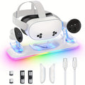 Charging Dock for Meta Quest 3S/Quest 3, PD 18W Fast Charging Station for Oculus Quest 3S Additions with RGB Light, Magnetic Charger Stand for Headset/Controller with 2 Rechargeable Batteries