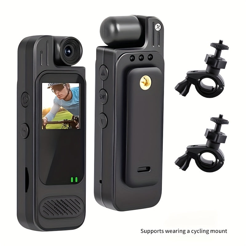 1pc Full 1080P HD Mini Camera with 180° Rotating Lens, Night Vision, 5-Hour Battery Life, Loop Recording, Infrared Lights, Ideal for Outdoor Sports & Travel, Night Vision Capture | Sleek Black Camera | Multifunctional Camera