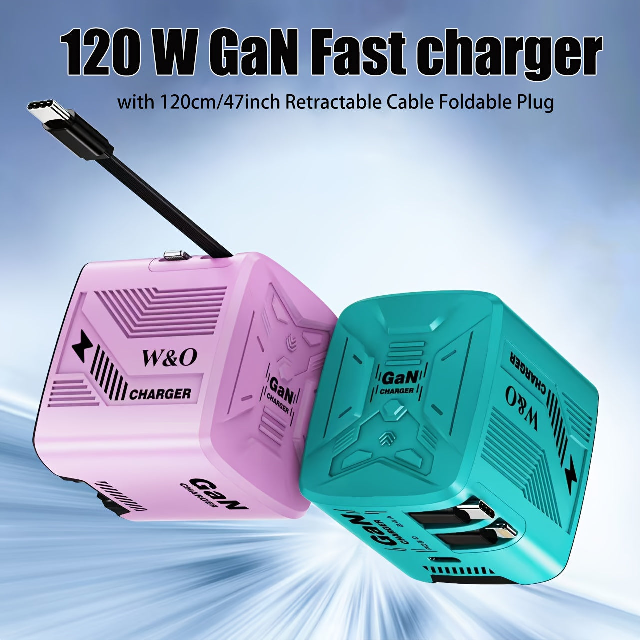 [Christmas Gift] Portable 66W/120W Gan Fast Charger With Retractable Cable And Foldable Plug, With Portable Retractable Charging Plug, Travel Adapter For Iphone 17/16/Pro/Pro Max/15/14, For Galaxy/Ultra Series - Green/Yellow/Black - Christmas Gift