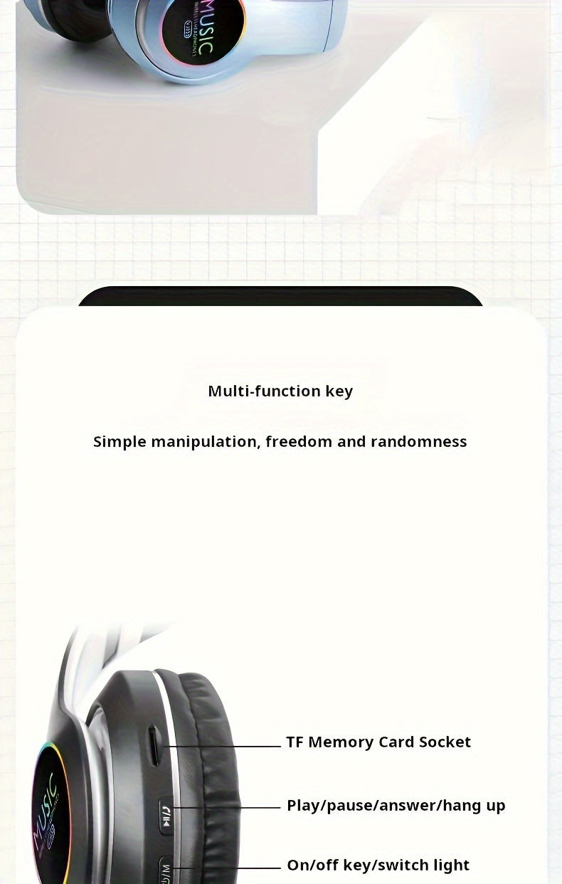 Wireless Noise Cancelling Headphones, Wireless Earbuds with Deep Bass, Lightweight Foldable Headphones with Built-in Microphone, for Work Laptops, Mobile Phones, On-head Gaming Headphones, Compatible with Android/iOS, Father's Day Mother's Day Gift