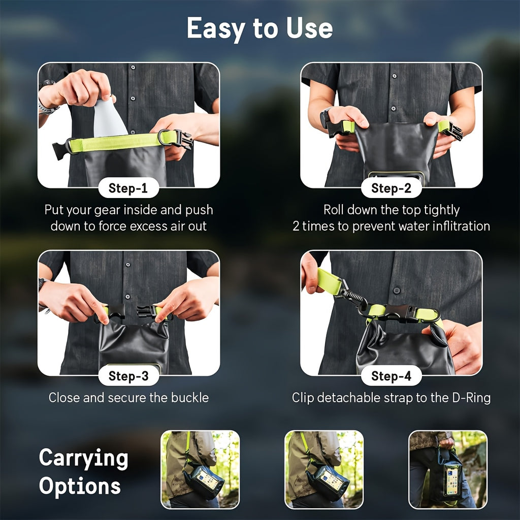 3pcs Waterproof Dry Bag - Roll Top Waterproof Backpack W/ Phone Case/ Pouch - Boating & Kayak Accessories - Essentials For Camping Swimming Beach Fishing Rafting Travel
