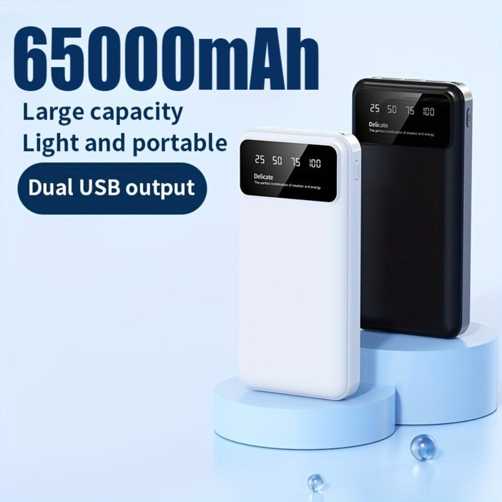 65000mAh High-capacity Portable Power Bank, Portable USB Charger, for iphone17/ 16/ 15/ 14/ 13/ 12/ 11/ XS, Portable Charger with LED Power Display Outdoor Travel Emergency Backup Power Bank, Best Gift for Halloween And Christmas