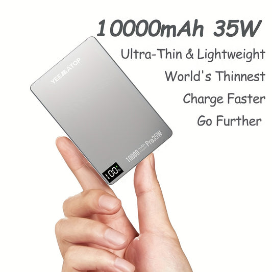 Compact 10000Mah Magnetic Wireless Fast Charging Power Bank, Featuring USB Type C 35W PD, USB 30W Qc 3.0 Fast Charging, Compatible with PPS, Designed for Magsafe Battery Pack
