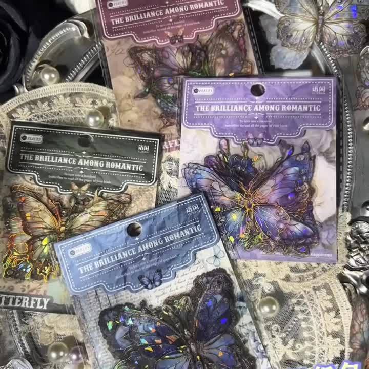 [3D Butterfly Stickers] 120pcs 3D Butterfly Stickers - Glitter Holographic Resin, And Clear for Scrapbooking, Journals, Cell Phones, Cell Phone Charms, Laptops And Crafts