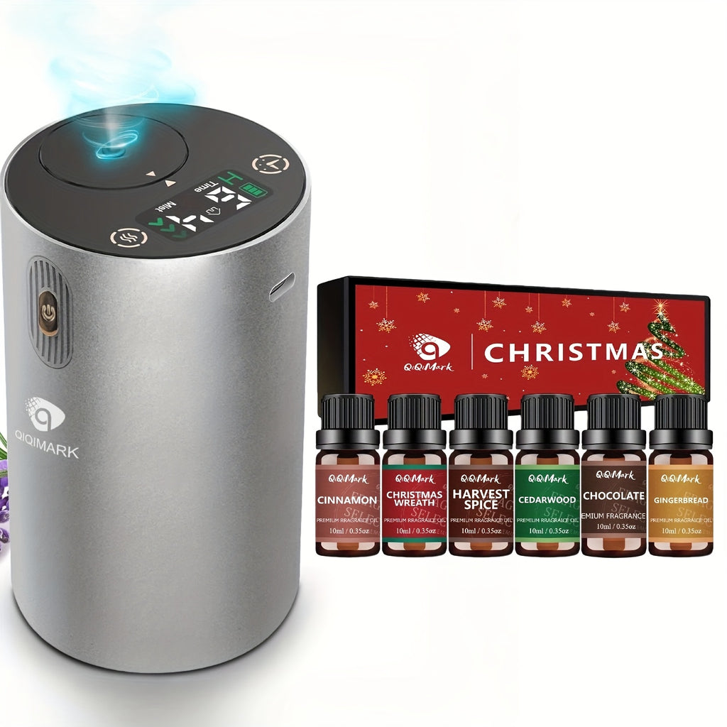 Waterless Diffuser for Essential Oil, Aromatherapy Diffusers for Home Nebulizer Air Freshener Diffuser Mini Scent Machine Battery Operated 4 Mist Level 1/2/3/4/6H Timers Auto-off for Car Bedroom Hotel