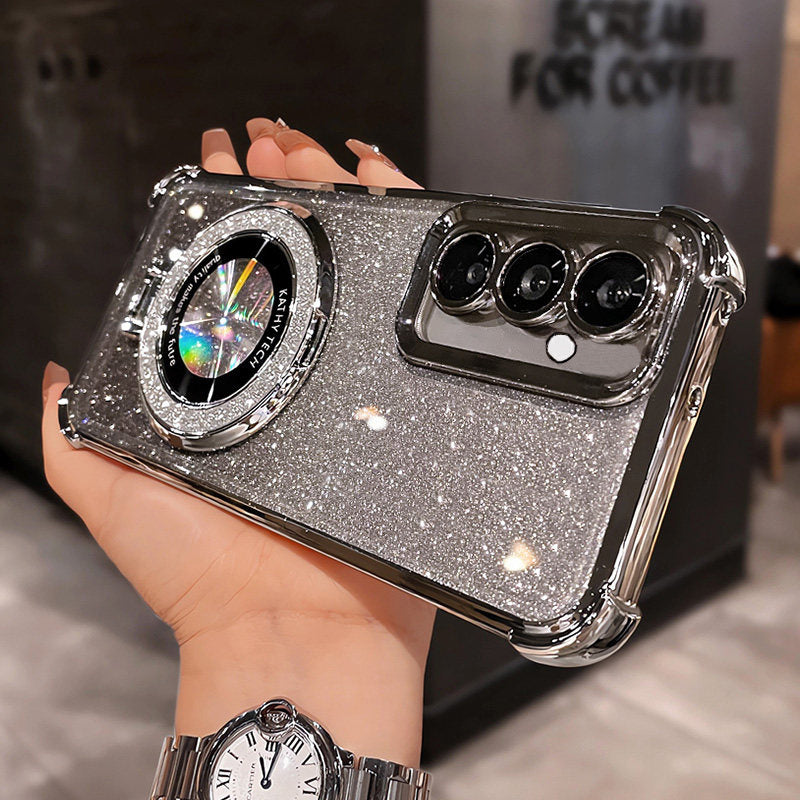 Phone Case: Glitter Phone Case for Samsung Galaxy S25 S24 S23 S22 Ultra Plus EDGE Fe Stand Support Bracket Fashion Protect Detachable Cover