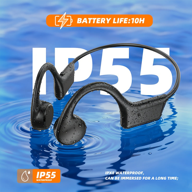 Wireless Open-Ear Bone Conduction Headphones with a Microphone, Offering 12 Hours of Playtime, Ideal for Sports Like Running And Gym Workouts, Available in Black And Blue As a Gift Option