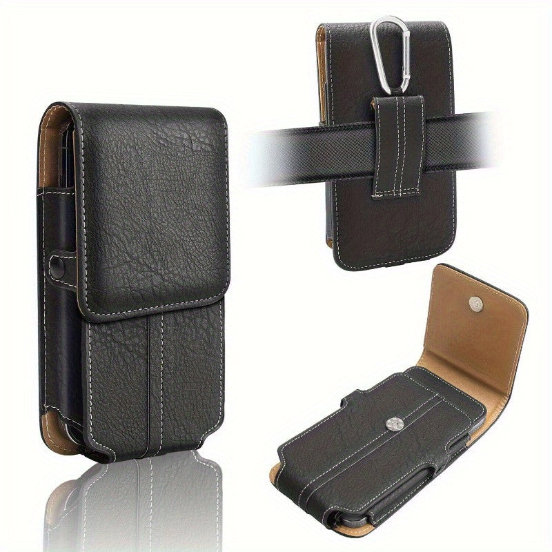 5.2 to 7.2 inch Cell Phone Pouch Case Cover Durable PU Leather Waist Belt Bag with Belt Loop Metal Clip Holster Vertical Outdoor Sports Phone Protector for iPhone 16 15 14 13 12 11 Pro Max Plus, for  Galaxy S25 24 23 22 21 Ulrta Plus FE and A Series