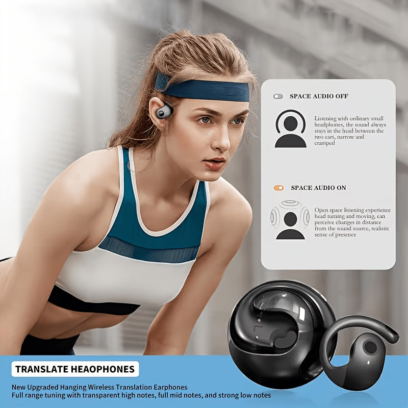 Translation Earphones Supporting Over 100 Languages, Small Coconut Ball Hanging TWS Wireless Earphones, Music Without Delay, Translation Earphones, Conference Recording Translation, Real-Time Voice Translation, Fast Charging, And Free Lanyard