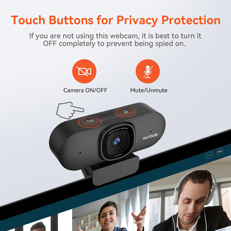 NUROUM 1080P/2K/4K Webcam with AI Auto Framing And True Autofocus Dual Noise Canceling Mics 90 Degree FOV Plug And Play for Zoom Meetings Gaming Home Office, V11/V15/V32