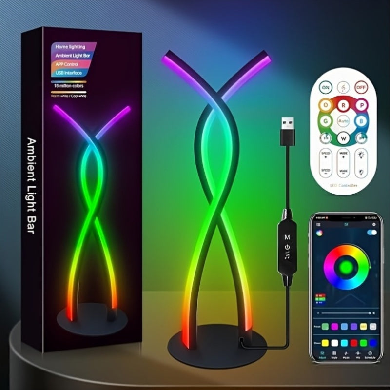 Smart Lamp, Music Sync RGB LED Light Bars, Rgb Desk Lamp And Night Light, Application Control&18 Key RC, Gaming&TV Backlight, Ambient Lighting, Gaming Equipment, Gaming Desk Accessories, Remote Control Table Lamp, 5V USB Power Supply, Alien Desktop Light&