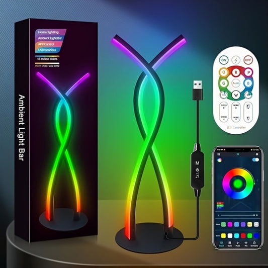 Smart Lamp, Music Sync RGB LED Light Bars, Rgb Desk Lamp And Night Light, Application Control&18 Key RC, Gaming&TV Backlight, Ambient Lighting, Gaming Equipment, Gaming Desk Accessories, Remote Control Table Lamp, 5V USB Power Supply, Alien Desktop Light&
