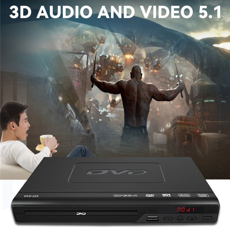[1080P] Full Region DVD Player With 1080P HD Quality And AV Output, USB Direct Read DVD Player With Smart Error Correction, Suitable For Elderly Easy DVD Player For Home With Remote Control - High Quality Multimedia Playback For Home