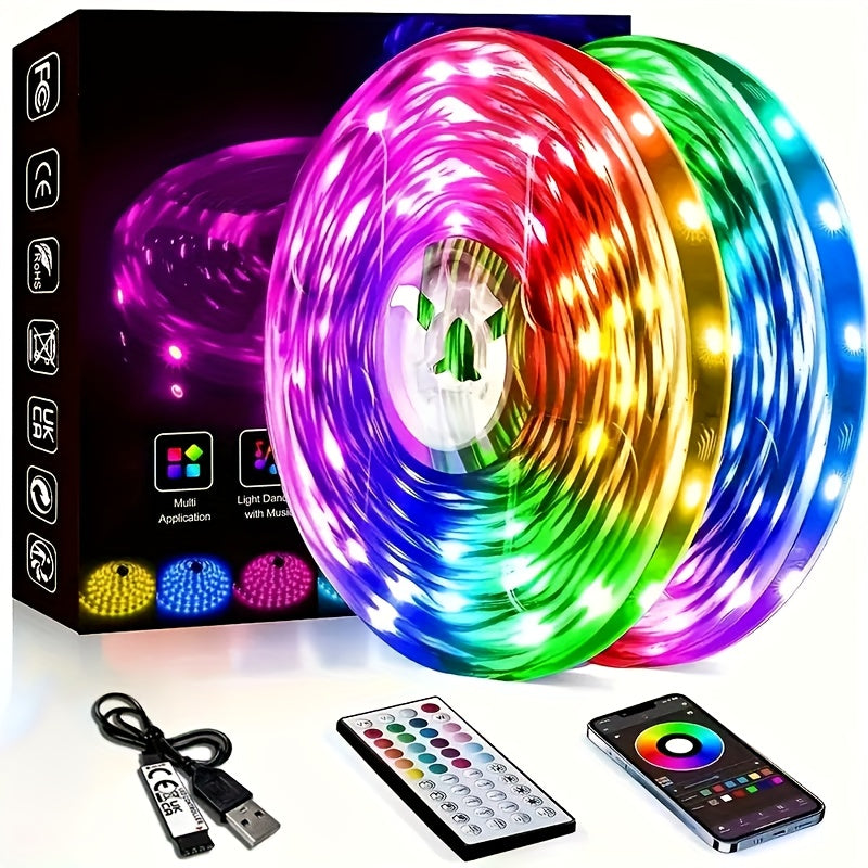 Extra Long 16Ft-100Ft Smart LED Strip Lights for Bedroom, RGB LED Lights with App And Remote Control, Home Decor Music Sync Color Changing Lights for Room Party, Holiday Decor Light Strip, Wedding Decor Ambient Strip Lights