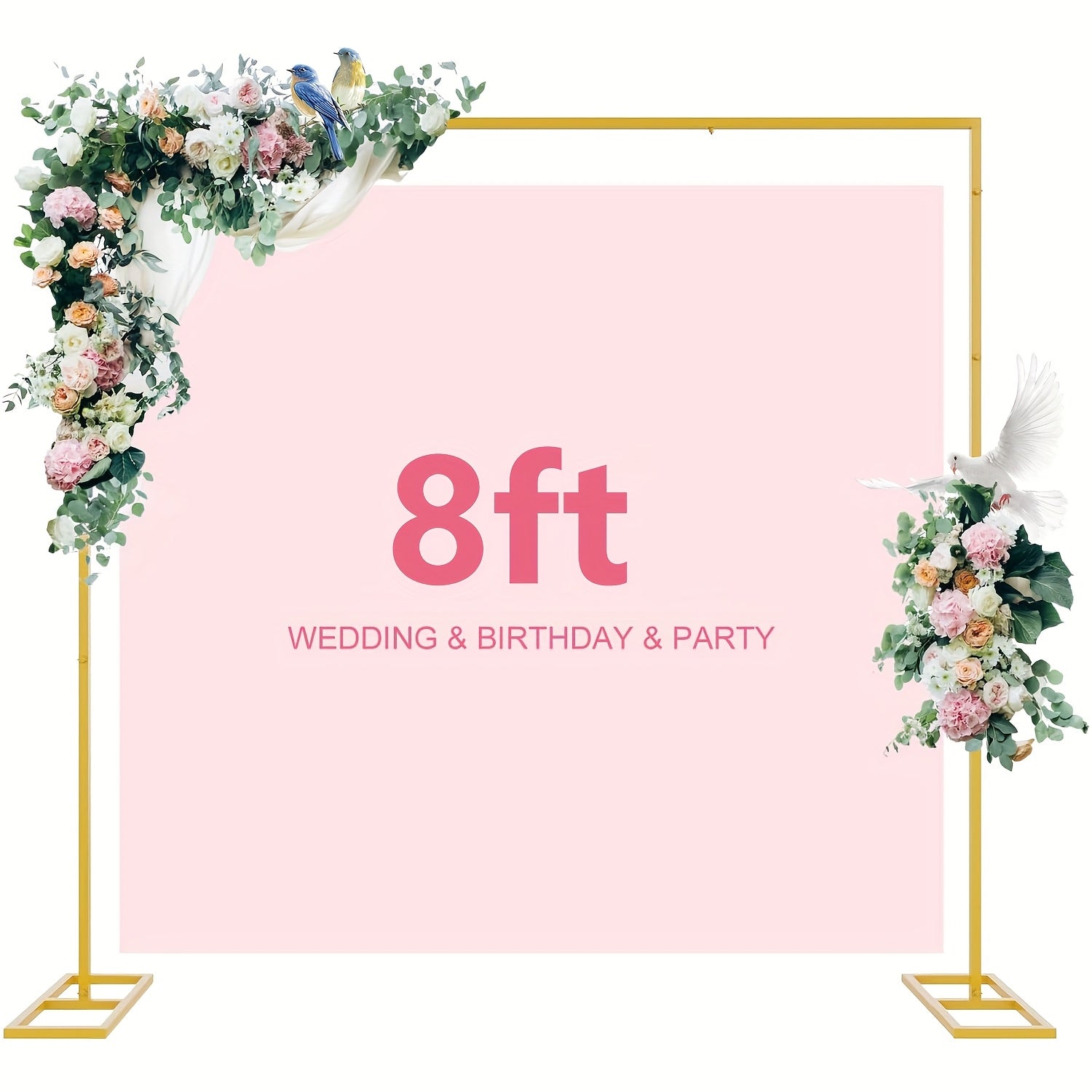 6FT/8FT Square Arch Backdrop Stand, Metal Balloon Arch Stand, Wedding Arches for Ceremony Wedding Birthday Party Decoration