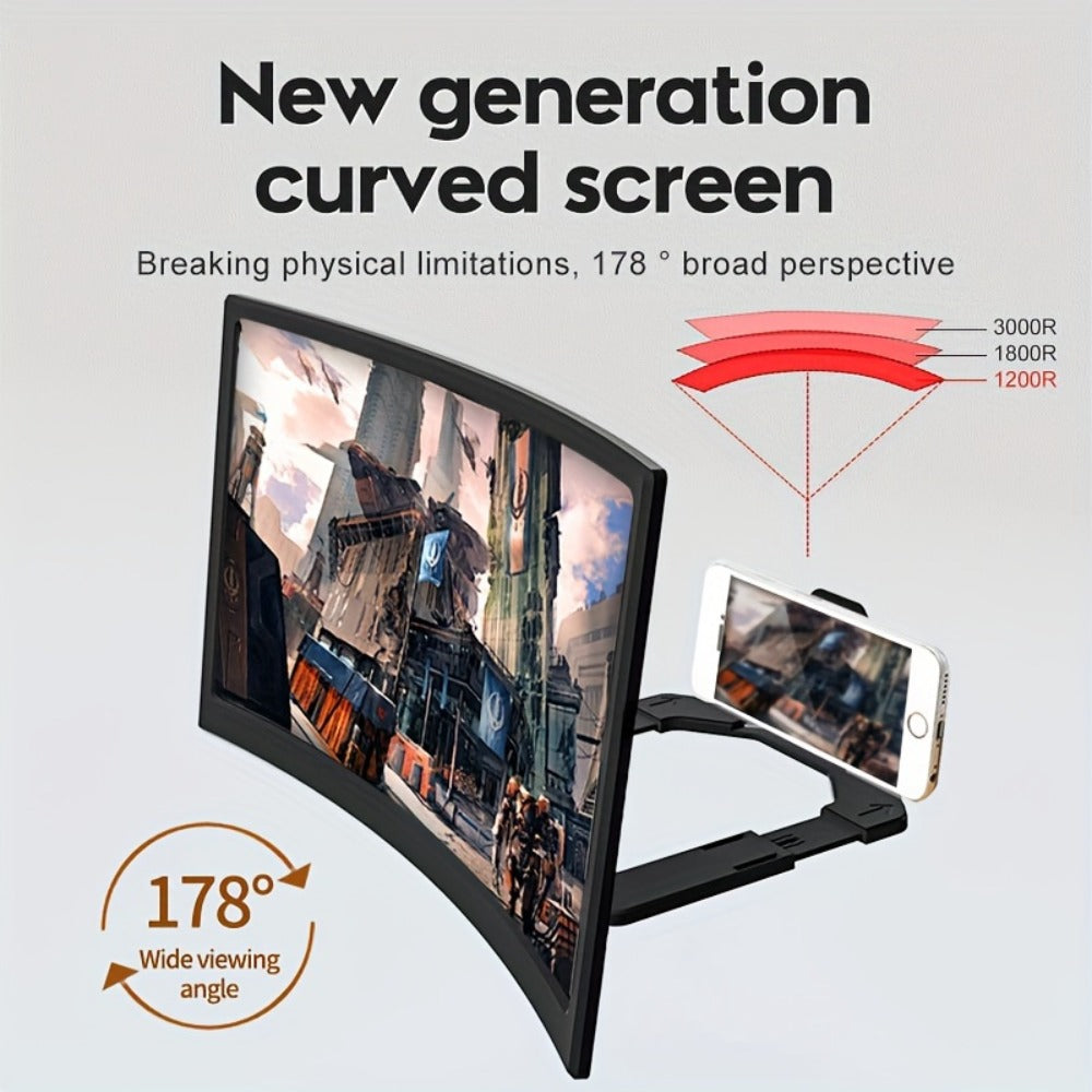 [HD Mobile Magnifier] 12-Inch Curved HD Mobile Phone Screen Magnifier - 1:1 Isotropic Magnification, Easy to Use And Carry, Phone Additions